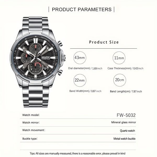 Fairwhale Men’s Luxury Quartz Chronograph Watch, Racing Design | FW-5032