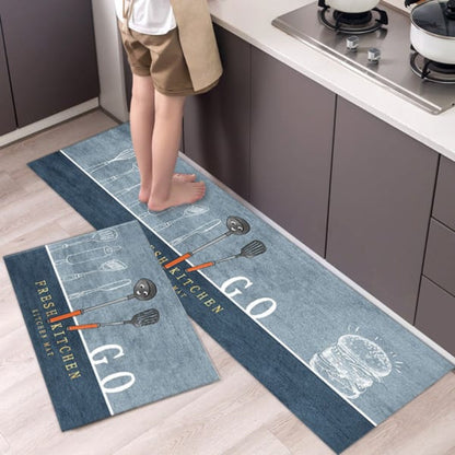 2Pcs Set Kitchen Floor Mat Non Slip