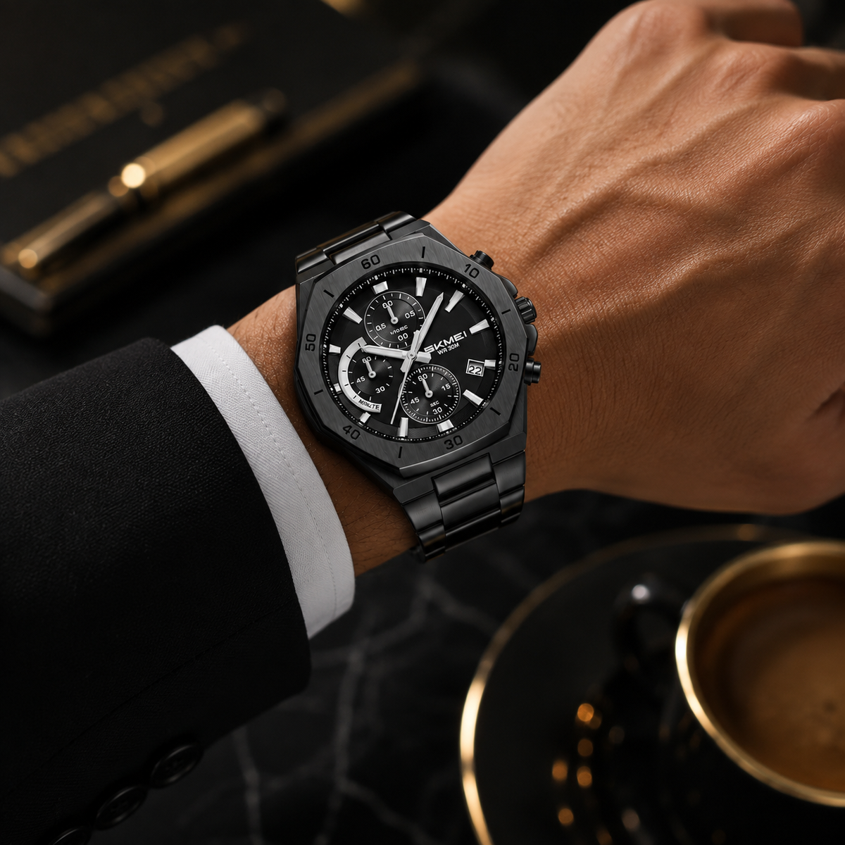 SKMEI Luxury Men’s Chronograph Watch – Stylish Casual & Business Watch with Premium Box